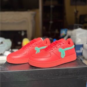 Bold Red and Green Men's Sneakers